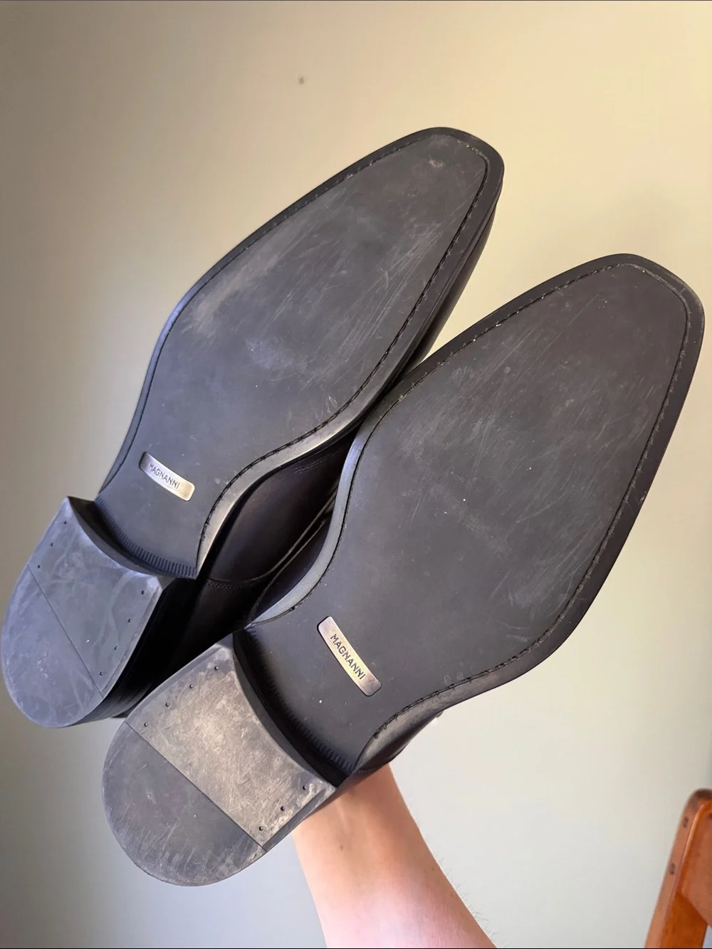 Magnanni Black Leather Monk Strap Dress Shoes Single Monk Buckle Oxford Portugal